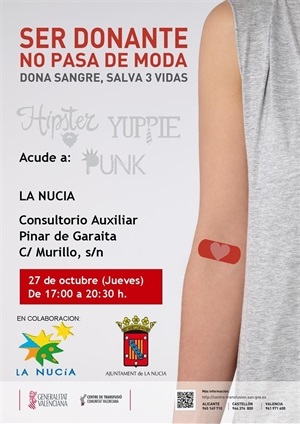 Cartel de la Donación de Sangre de Octubre en La Nucía
