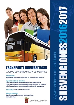Cartel de la subvención de Transporte Universitario 2016-2017