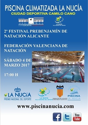 El "II Festival Prebenjamín" de natación se disputará en la Piscina Climatizada de La Nucía este sábado 4 a partir de las 17 horas