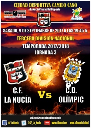 Cartel del partido entre el C.F. La Nucía y el Olímpic de Xàtiva
