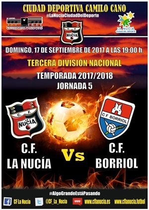 Cartel del partido entre el C.F. La Nucía y el Borriol