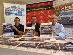 Vicente Cabanes, director del Rallye, Miguel Fuster, piloto 5 veces campeón de España y Bernabé Cano, alcalde de La Nucía en la presentación del Rallye