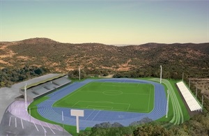 Recreación 3D del futuro estadio de atletismo de La Nucía