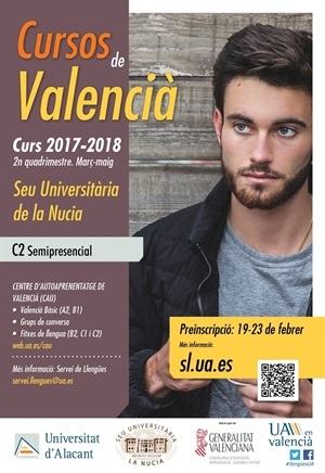 Cartel del "Curs C2 de Valencià" en La Nucía
