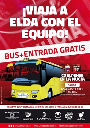 Cartel del autobús gratuito a Elda del C.F. La Nucía