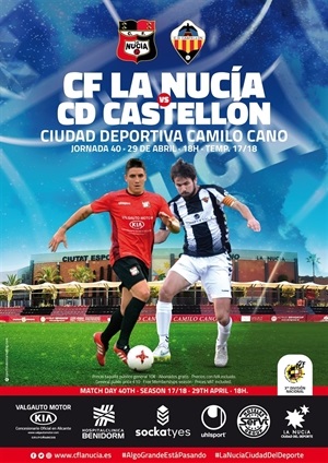 Cartel del partido La Nucía vs. Castellón del próximo domingo