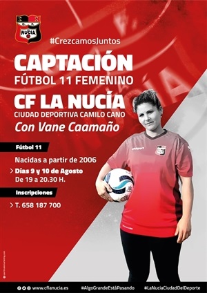 Cartel de la Captación femenina que realizará el C.F La Nucía