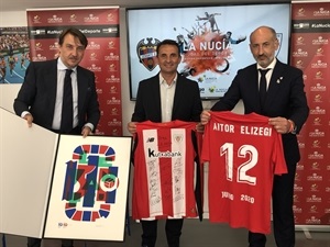 Aitor Elizegi, pte. Athletic, Quico Catalán, pte. Levante y Bernabé Cano, alcalde de La Nucía.