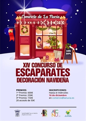 Imagen del Cartel del Concurso de Escaparatismo Navideñom cuyo plazo de inscripción finaliza el miércoles 16 de diciembre