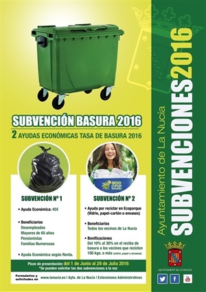 Cartel de la subvención de la basura 2016